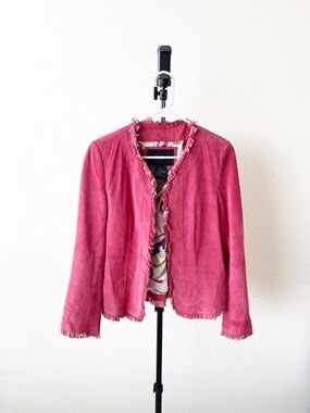 Zazee Pink Genuine Leather Fringe Jacket Size S